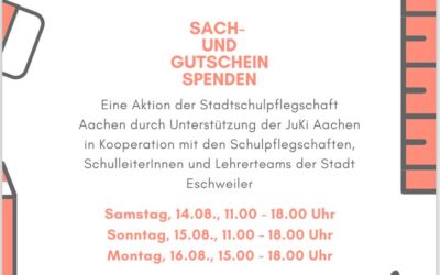 Spendenaktion der Stadtschulpflegschaft Aachen für betroffene Schüler der Stadt Eschweiler